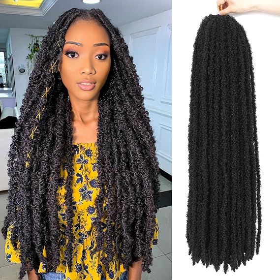Butterfly Locs Crochet Hair 30 Inch Distressed Locs Crochet Hair for Black Women 6 Packs Fairy Butterfly Crochet Locs (30 Inch-6 Packs-1#)