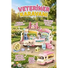 Eğitici Dönüşebilen Oyuncak Veteriner Karavanı Oyun Seti 26 Parça Müzikli Evcil Hayvan Bakım Pet Spa