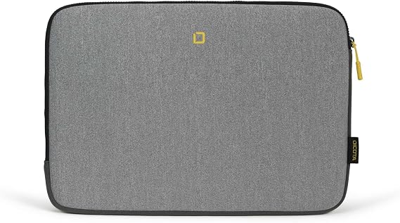 Dicota Skin Case 13-14.1 Inch Flow Laptop Notebook Computer Tablet Bag Sleeve, Stretch Neoprene Sleeve Notebook Case, Grey/Yellow