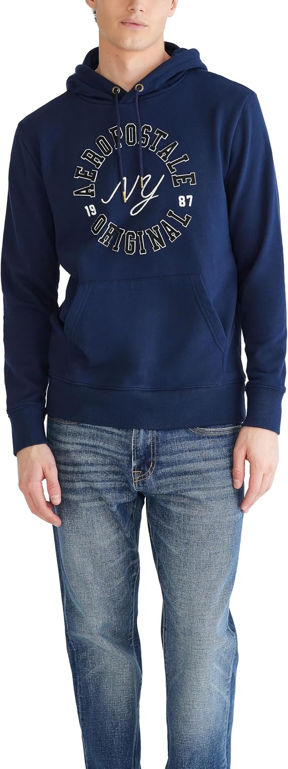 AEROPOSTALE Men's Aero Logo Popover Hoodie- Circle
