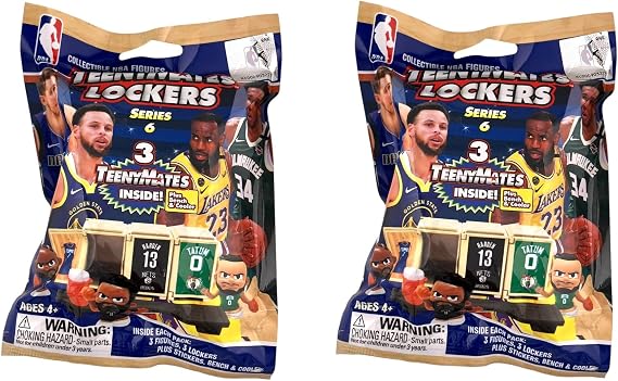 Teenymates Party Animal 2020 - 2021 Lockers NBA Series 6 Basketball Figures Gift Set Party Bundle, Lot of 2 Mystery Packs, Multicolor