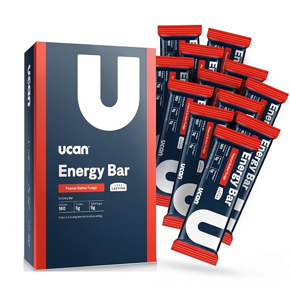 UCAN Energy Bars Peanut Butter Fudge | Steady Energy | Low Sugar | 12 Pack