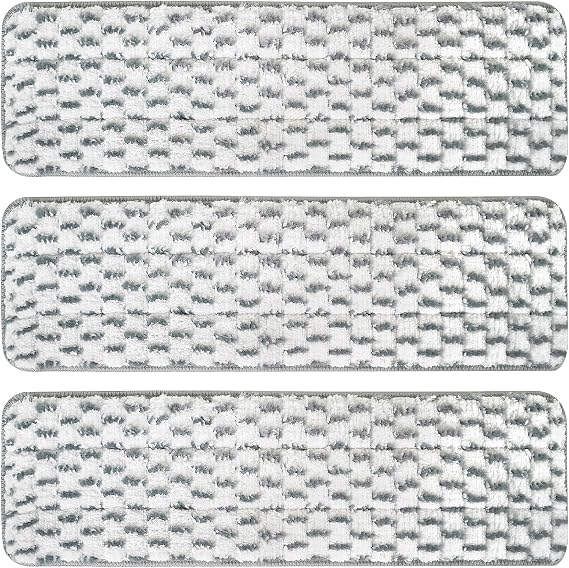 3 Pack Microfiber Cleaning Pads for White Gray 18 inches, Reusable Microfiber Mop Pads for 18 Inch Mop, Hardwood Floor Replacement Cleaning Mop Pads, Machine Washes