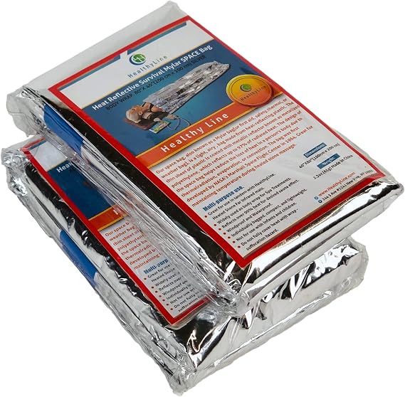 HealthyLine Emergency Mylar Thermal Sleeping Bag, 2-Pack