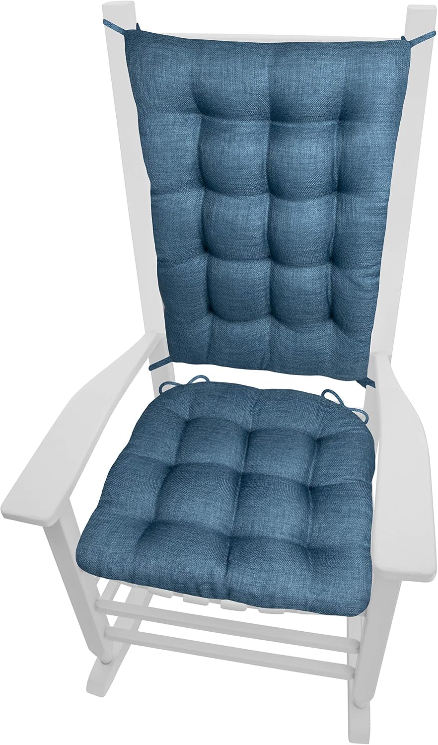 Rave Pacific Blue Porch Rocker Cushions - Standard - Indoor-Outdoor: Fade & Weatherproof - Latex Foam Filled Rocking Chair Seat Cushion & Backrest Pad Set - Solid Color