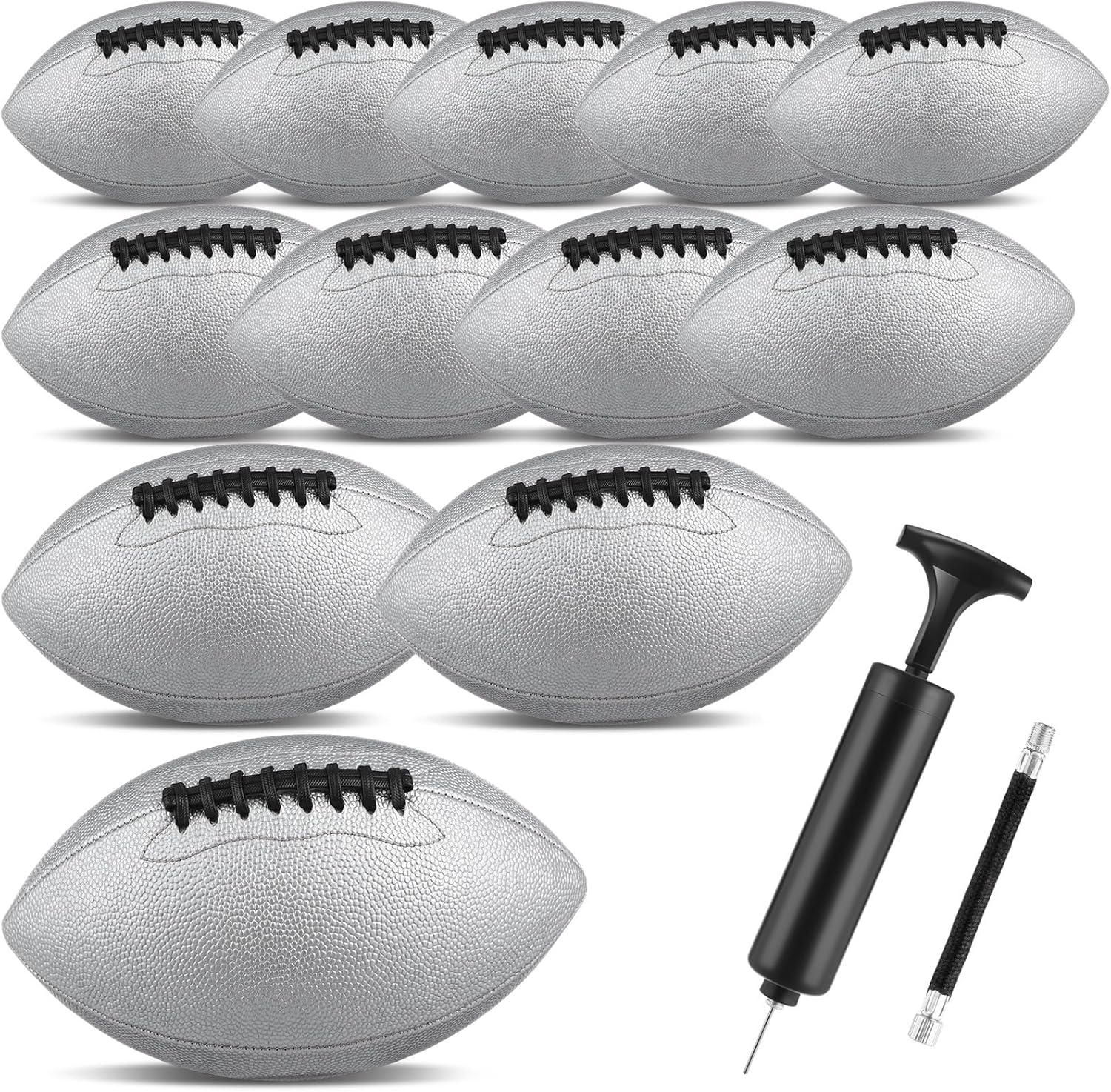 Syhood 12 Pack Composite Leather Footballs Official Size Footballs Bulk Leather Inflatable Football with Pump Regulation Highschool College Football for Training and Recreational Play