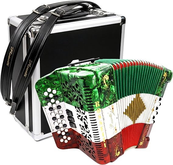 Rossetti 34 Button Accordion 12 Bass 3 Switches GCF Mexican Flag