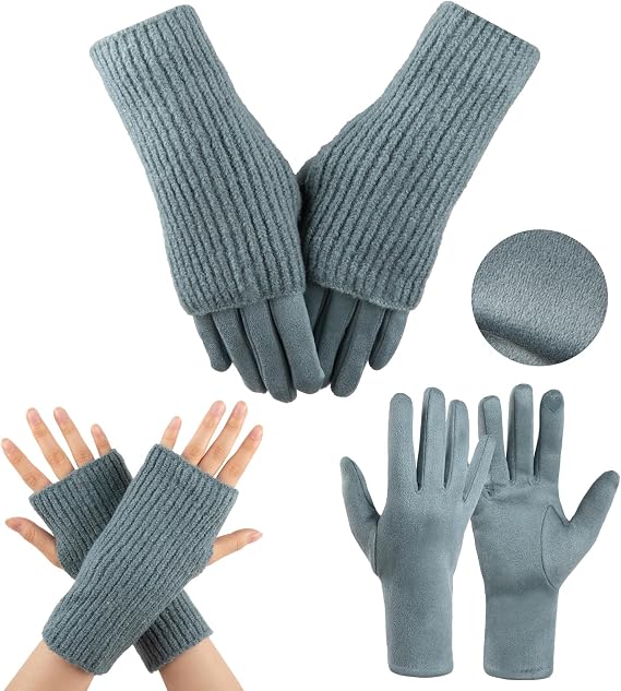 Winter Fingerless Gloves for Women Warm Gloves Knit Arm Warmers Wrist Mittens for Cold Weather