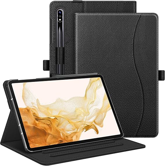 Fintie Case for Samsung Galaxy Tab S10+/S9+/S8+/S7 FE/S7+ 12.4 Inch | Multi-Angle Viewing, S Pen Protection, Front Card Pocket, Auto Sleep/Wake, Black