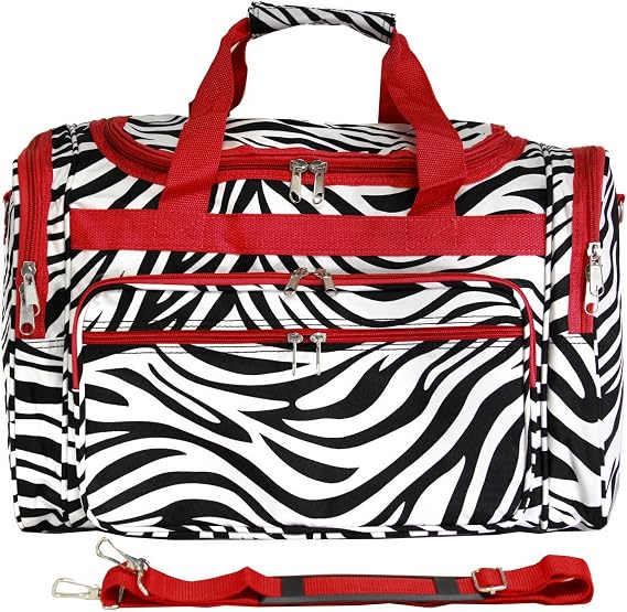 World Traveler Animal Prints 19-inch Duffel Bag, Red Trim Zebra, One Size, 81T19-163-R