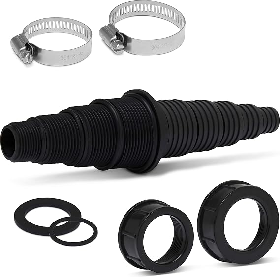 Sealproof Pond Tubing Pump Fitting, Stepped Barb Cut-to-Fit 1/2" to 1-1/4" ID Tubing, 30 Configurations, Black