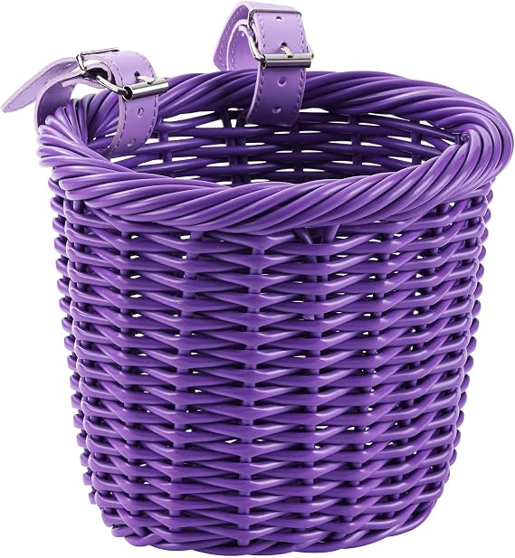 Kids Bike Basket Wicker Woven Front Bicycle Basket for Boys Girls Mini Handlebar Basket for Kids Bike or Scooter