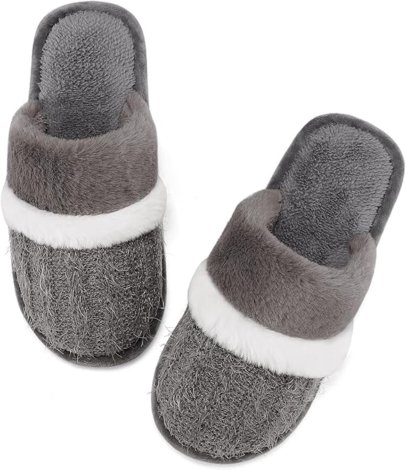 MAXTOP Fuzzy House Slippers for Women With Memory Foam Indoor Warm Gifts | Fluffy Slippers,Cozy,Warm,Slip on,Anti-Skid,Soft,House Shoes,Indoor Outdoor,Breathable,Gifts for women Mom
