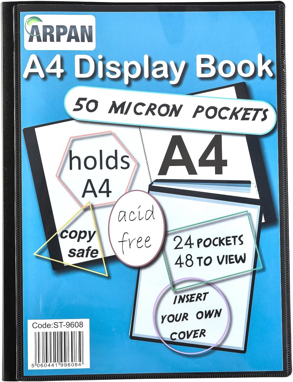 A4 24 Pockets Pockets Presentation Display Book Folder Folio - Black x 1