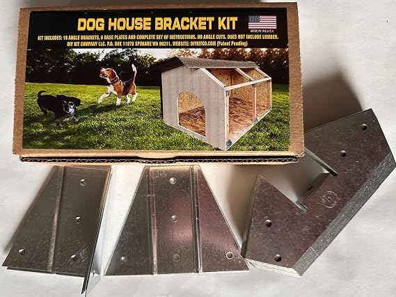 Dog House. DIY Build Your Own Dog House with Our Unique Bracket Kit. Includes Brackets & Complete Set of Plans. Made in The USA. No Angled Cuts.Lumber not Included