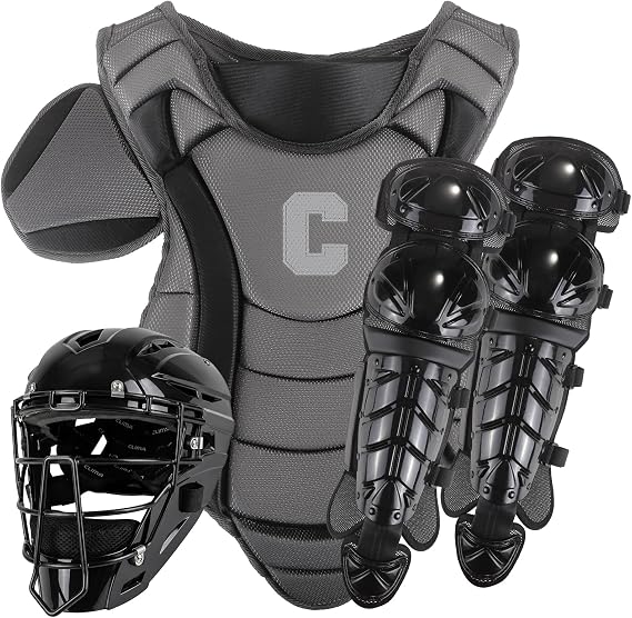 Cienfy Baseball Catcher's Gear Set for Youth Includes Helmet, Chest Protector & Leg Guards