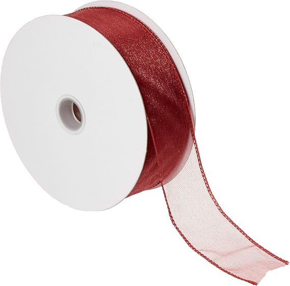 Homeford Sheer Chiffon Wired Edge Ribbon, 25-Yard, Lightweight Decorative Ribbon for Gift Wrapping, Bows, Floral Arrangements, Wedding Decor and Crafts (1-1/2-Inch, Beauty)