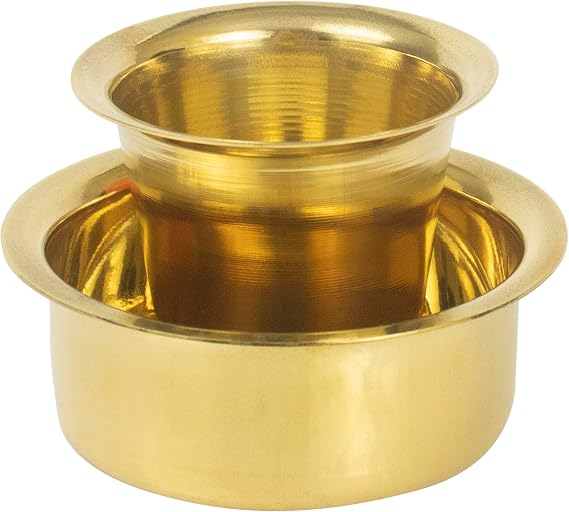 Spillbox South Indian Brass Coffee Cup and Dabra 120ML | Dabara Tumbler Set | Madrasi Filter Coffee Set | Kumbakonam Coffee Set DABRA Set (2 Pieces)