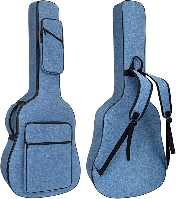 Guitar case, 39 40 41 Inch Acoustic Guitar Bag, 0.45Thick Padding Guitar Gig Bag with Comfortable Handle and Pockets Acoustic Guitar Backpack Case Sofe, Blue