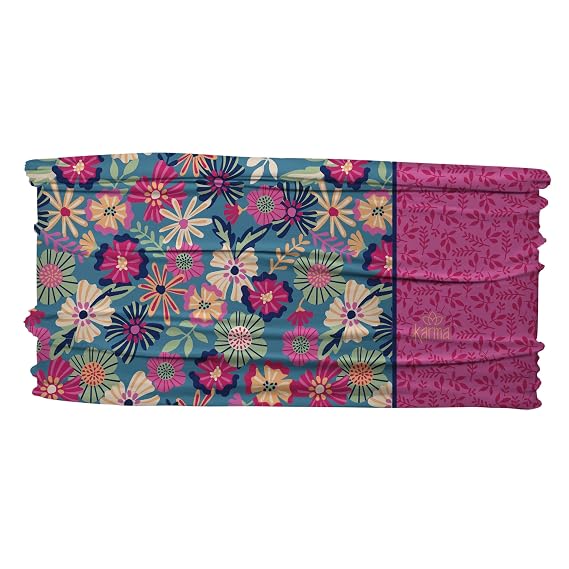 Karma, Thin Headband for Women, Fabric Headband and Stretchy Hair Scarf, Split Shelly Floral