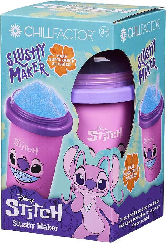ChillFactor 08259 Disney Stitch Reusable Squeeze Cup Maker with Angel Character Design, Homemade slushies, Pink