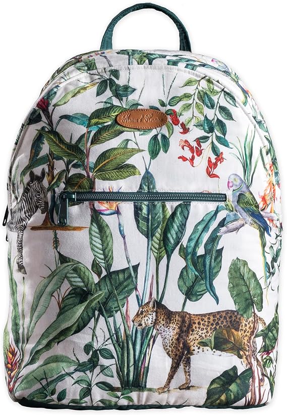 Maison d' Hermine Backpack for Women Men Cotton Shoulder Multipurpose Rucksack with Small Pouch Lightweight Multi Pocket Bag for Travel Work Beach Perfect for Spring Summer (Wild)