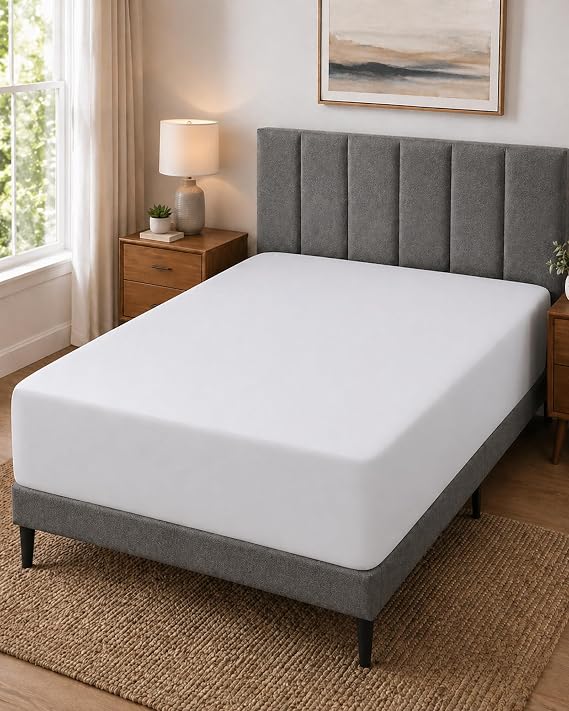 Bedecor Extra Deep Pocket Fitted Sheet, 18-24 Inch, Queen, White