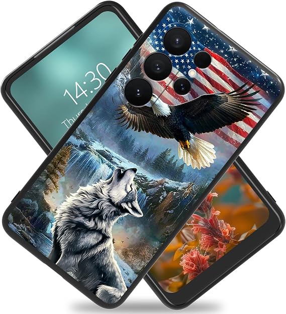 for Galaxy S25 Ultra Phone Case,Ultra-Thin TPU Case,Scratch-Resistant,Fingerprint-Proof,Sleek Design for Maximum Protection,Shockproof,Easy Access to Buttons and Ports,Eagle & Wolf