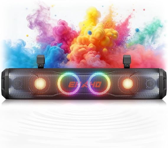 Ehaho 26'' UTV Sound Bar, Golf Cart Speaker Bluetooth with RGB Party Lights