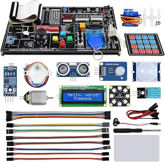 Freenove Projects Kit for Raspberry Pi 5 4 B 3 B+ 400 Zero 2 W Simple Wiring 860-Page Detailed Tutorial Python C Java Scratch Processing Code 132 Projects (Raspberry Pi Not Included)