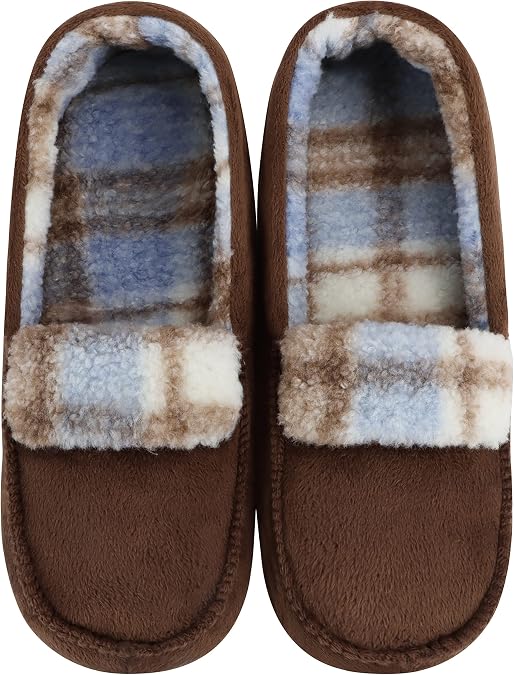 Snoozies Alpine Plaid Moccasin House Slippers for Men