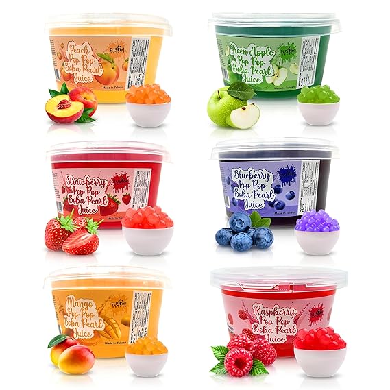 Fusion Select Popping Boba Pearls 6 Variety Pack, 490g Each