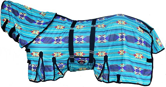 Challenger Horse Mesh Summer Scrim Sheet Fly Sheet Spring Airflow Neck Teal Aztec 73113