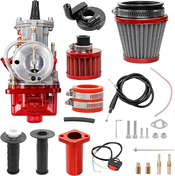 PWK 24mm Carburetor Throttle Assembly | Compatible with Predator 212cc/196cc/224cc, Coleman CT200U/BT200X Mini Bikes, Baja Warrior, Massimo MB200, KT196 Go Karts, GX160/GX200 6.5HP Clone Engines(Red)