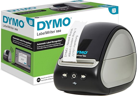 Dymo LabelWriter 550 Label Printer | Label Maker with Direct Thermal Printing | Automatic Label Recognition | Prints Address LabelsShipping LabelsBarcode Labels & More | UK 3 Pin Plug