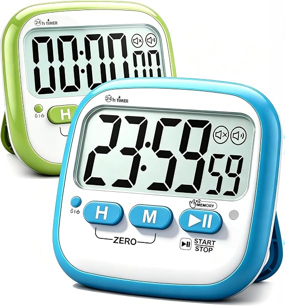 Antonki 2 Pack Classroom Timers for Kids Teachers, Magnetic Countdown Digital Kitchen Timer for Cooking, Study, Exercise, Games, Time Mangement -