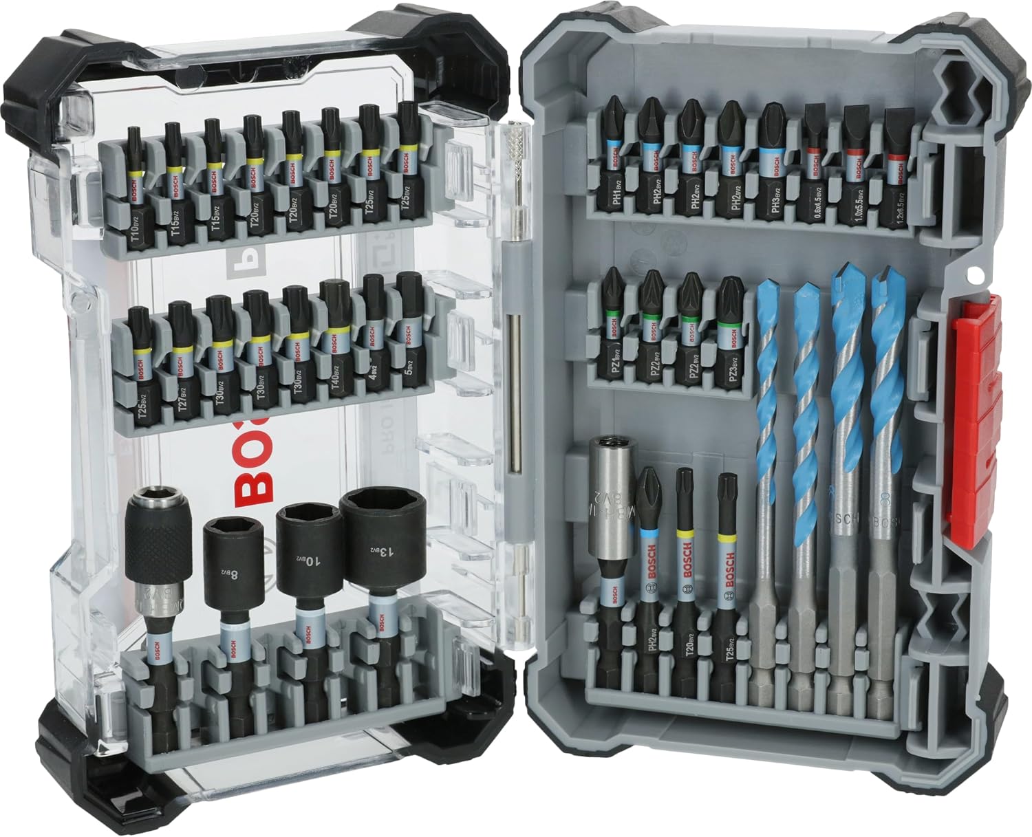 Bosch 40x PRO Impact Karışık Set, 40 parça (Beton için, Yumuşak Fayanslar, 200 x 107 mm, Profesyonel Aksesuar Tornavidası, Tornavida)