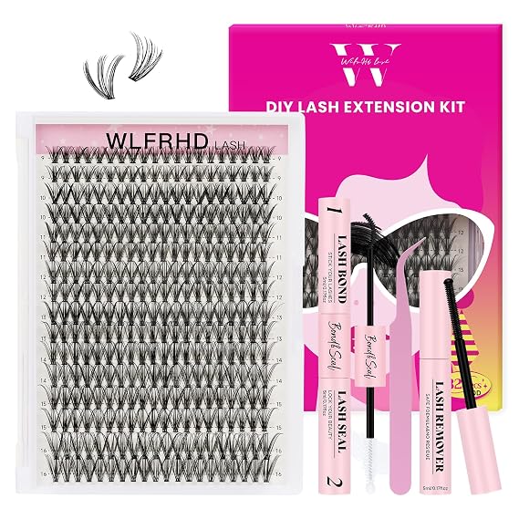 Lash Clusters Kit 320 Pcs DIY Individual Cluster Lashes D Curl Lash Extension Kit with Eyelash Bond and Seal, Remover, Tweezers Applicator Tool for False Eyelash Cluster Kit(30D, Mix9-16mm Kit)