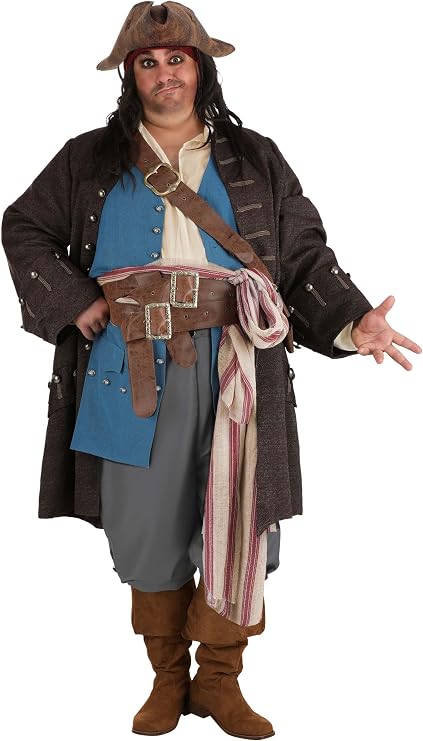 Plus Size Captain Jack Sparrow Costume, Authentic Pirates of the Caribbean Jack Sparrow Costume for Men