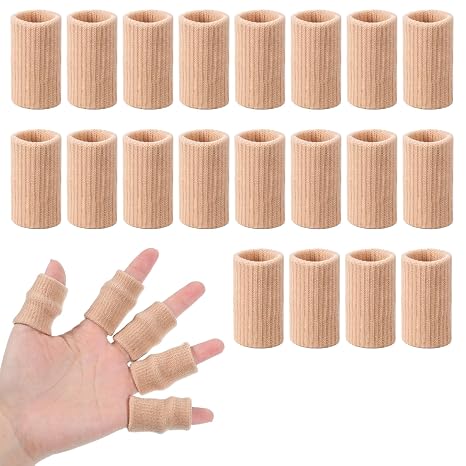 TIESOME 20 Pcs Finger Sleeves for Arthritis, Skin Tone