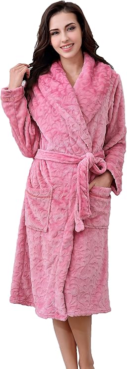 Richie House Women's Plush Soft Warm Bathrobe Robe Size S-XL