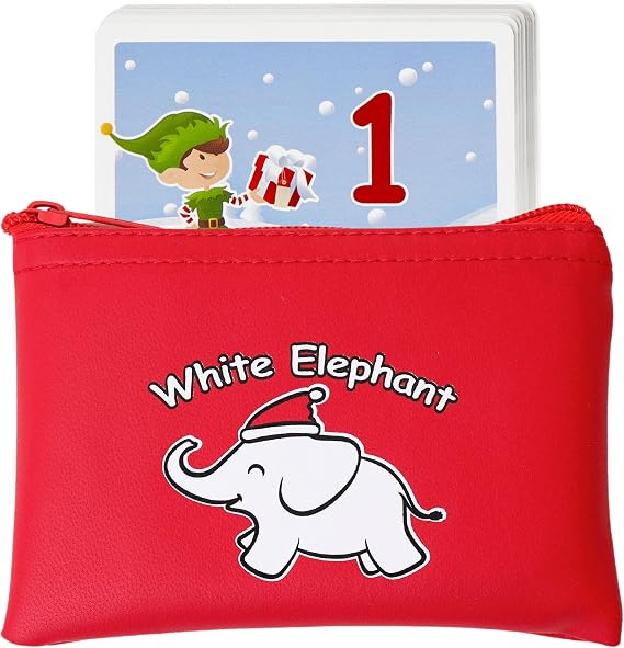 White Elephant Gift Exchange Game Party Kit, 50 Christmas Themed Cards
