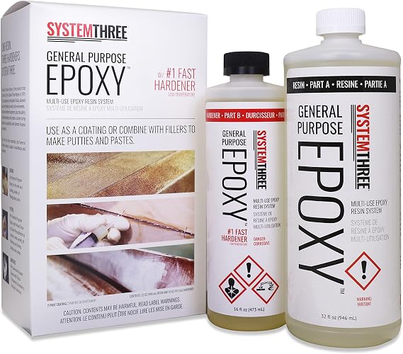 System Three General Purpose Epoxy Resin with #1 Fast Hardener, Light Amber, 1.5 Qt Bottle