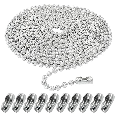 Hordion 10 Feet Stainless Steel Ball Chain, 4.5mm Beaded Pull Chain