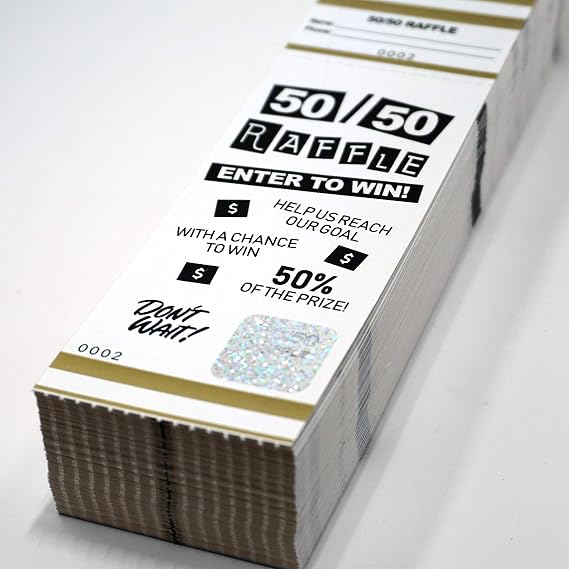 50/50 Raffle Tickets - Fast, Secure & Affordable Event Tickets by MyZone Printing (Gold, 300)