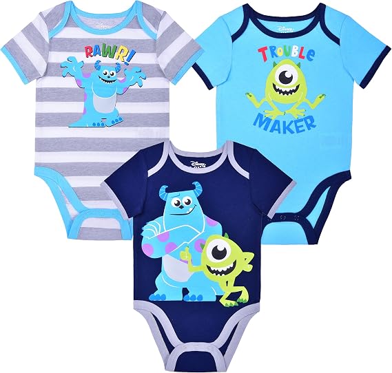 Disney Baby-Boys Monsters Inc. Sully Bodysuit (Pack of 3)
