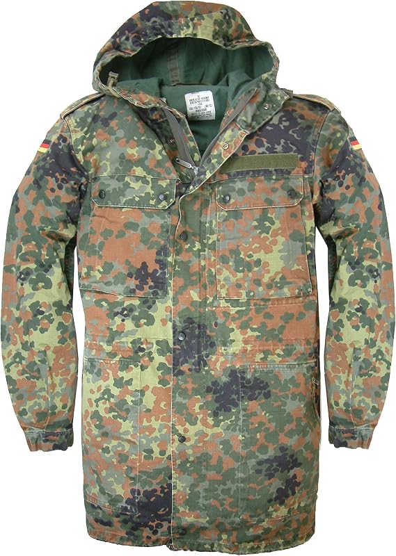Genuine German Military Issue Flecktarn Zip fronted Combat Field Jacket With Hood