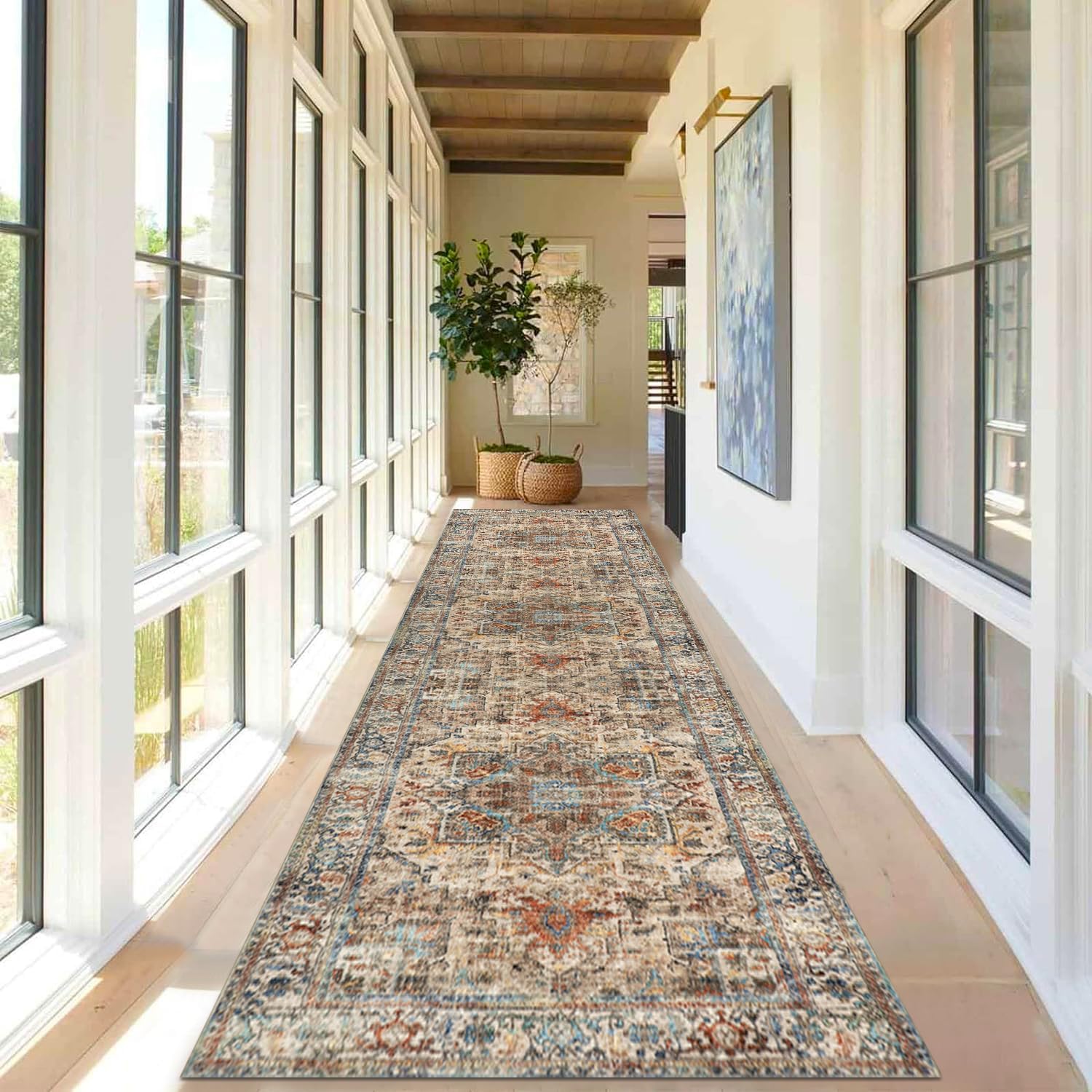 Cekene Carpet Runners for Hallways Non-Slip 80x300cm Extra Long Soft Touch Kitchen Runner Rug Washable Low Pile Entryway Runner Mat Long Floor Carpet Rug for Entrance Bedroom Laundry Room Terracotta