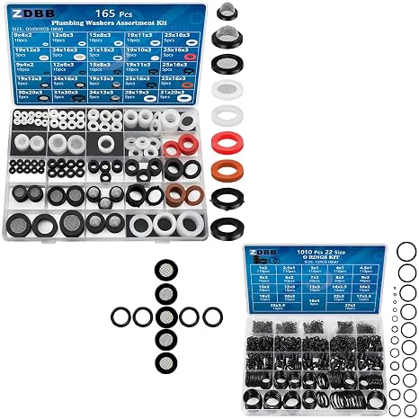 ZDBB 920 PCS 18 Size Rubber O-Ring + 19 Size Rubber Washers Assortment Kits for Plumbing Faucet Water Pipe Garden Hose Washers Shower Heads Gasket