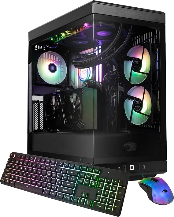iBUYPOWER Y40 PRO Black Gaming PC Desktop Computer AMD Ryzen 7 7800X3D CPU, NVIDIA GeForce RTX 5070 12GB GPU, 32GB DDR5 RGB 5200MHz RAM, 2TB NVMe SSD, Windows 11 Home, Keyboard, Mouse - Y40BA7N5702
